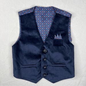 Isaac Mizrahi Boys Suit Vest 2 Blue Velvet Vest